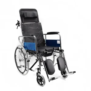 High Back Reclining Steel Commode Wheelchair