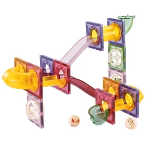 40PCS Toddler Enlighten DIY Construction Set Kids Imaginative Learning 3D Building Magnetic Tiles Ball Track Marble Run Toy
