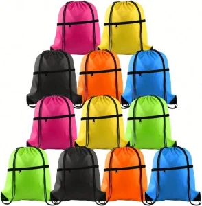 Drawstring Backpack Gym Cinch Bag Polyester Soft Washable
