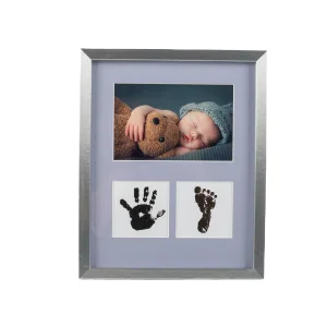 Baby Gift Memorial Newborn Footprint Kit Baby Handprint Wooden Photo Frame With Mat