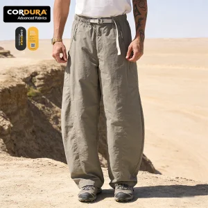 QUICKSHOW Streetwear CORDURA Wide Leg Outdoor Sport Pants Quick Dry Hike Pants Casual Pleated Cargo Scimitar Pants for Man