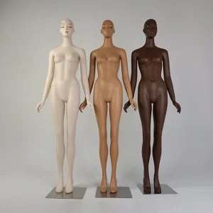 White Black Full Body Female Mannequin with Face and Makeup for Store Display