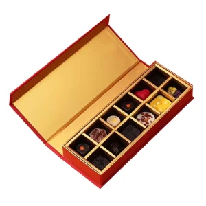 Custom Hot Stamping Logo Gift Packaging Magnetic Lid Paper Boxes Recyclable Luxury Elegant Chocolate Box With 12 Dividers