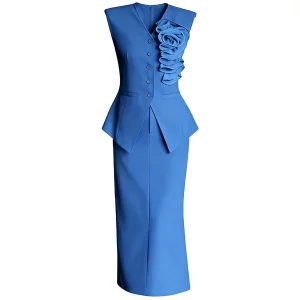 2026 Summer Luxury Exquisite Floral Mid-Length Sleeveless Top Knee Skirt Set Women Spring/Summer Workplace Formal Worsted