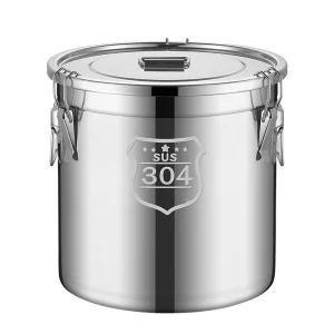 Kitchen 21L Stock Pot Grain Food Storage Container Sealed Bucket Stainless Steel Airtight Canister Container with Carry Handle