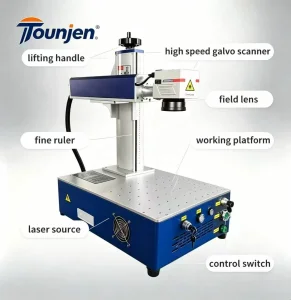 Desktop and Portable 20W 30W 50W 60W 100W RAYCUS Laser Fiber Marking Machines for Engraving Metal ID Cards