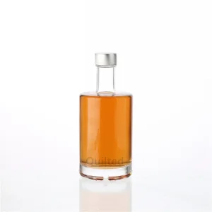 China 375 ml flat shoulder round liquor glass gin bottle