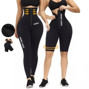 Pantalones cortos de yoga y ropa para mujeres de talle grande, corsé reductor de cintura para entrenamiento al por mayor, pantalones cortos y leggings personalizados de cintura alta con cinchador de cintura