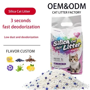 Manufacturer Custom-Made Large Granular Silicone Cat Litter Adsorb Odour Deodorant Dust-Free Crystal Cat Litter Silica Gel Absorbent Cat Litter
