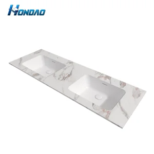 Bathroom Sink Countertop Thin Edge Marble Pattern Artificial Stone Bathroom Vanity Top