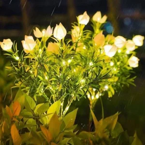 Solar Gardenia in Blossom Flower Light with Colors Warm White LED Ground Insert Cape Jasmine Vintage Garden Decorative Lamps