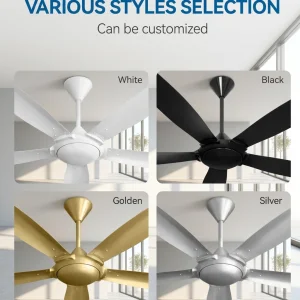 Modern Industrial Ceiling Fan CB Approved Copper Motor 5 Metal Blades with Remote Control or Regulator Control Fans