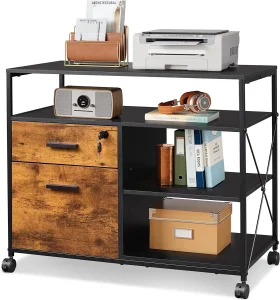 Stylish Wood Fabric Mobile File Cabinet with 3 Drawers