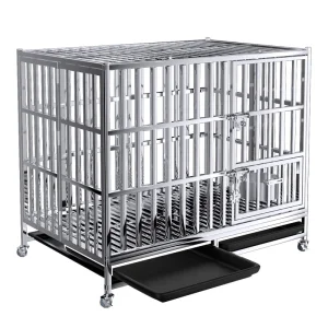 Heavy Duty Stainless Steel Dog Cage Kennel Crate and Playpen for Training Small Dog Indoor Outdoor with Doors &amp; Locks Design