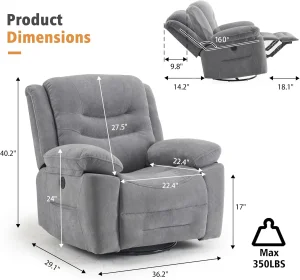 Ketaiyou Power Swivel Rocker Recliner