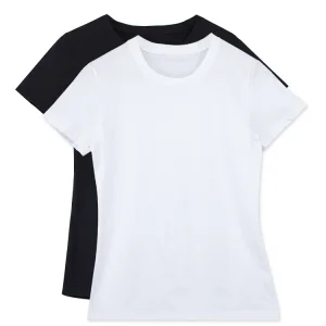 In Stock Women O-neck Cotton White Blank t Shirt