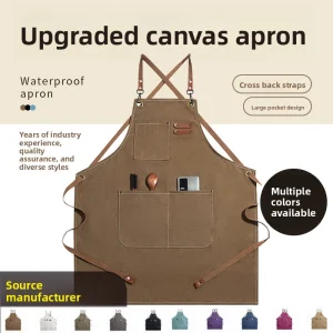 Thickened Canvas Sleeveless Workwear Apron Anti Fouling Waterproof Luxe Cross Tie Denim Style Gardening Nail Art Eyelash Salon