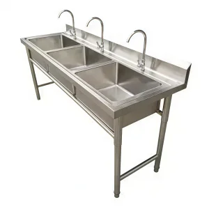 Customizable Stainless Steel Commercial Extra-Large Three-Compartment Sink for Kitchens, Restaurants, and Public Spaces