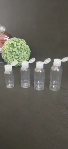 50ml Oval Transparent Pet Plastic Hand Sanitizer Bottle with Flip-Top Cap