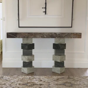 Italian Design Rectangular Marble Console Table for Entry Living Room Hotel Apartment Home Office Elegant Corridor Furniture