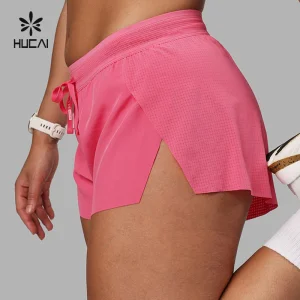 Custom Logo Lightweight Split Hem Active Athletic Workout Running Gym Shorts Women