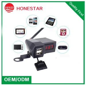 Motorcycle Accessories Dual USB Cigarette Lighter Voltmeter Display Waterproof Car Charger