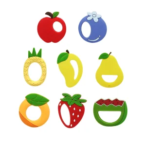 Venda de Fabricação Chupeta de Silicone Livre de BPA Brinquedo de Mastigar em Forma de Fruta Colorida