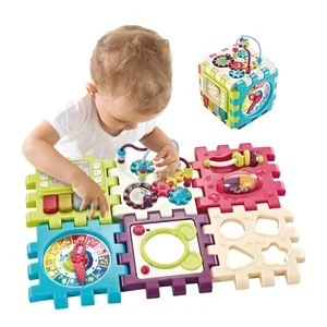 6 in 1 Stem Electronic Toddler Educational Baby Shape Match Large Activity Cube Bead Maze Game Box Toys