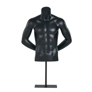 Headless Black Male Upper Half Body Mannequin for T-Shirts Display
