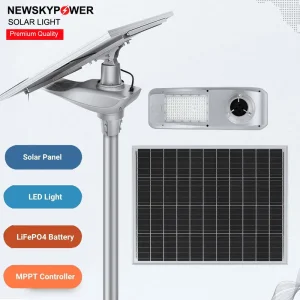 Lámpara de calle LED solar de alta resistencia semi integrada para exteriores 80W