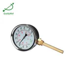 Bottom Type Black Steel Case Bi-Metal Hot Water Thermometer with Thermowell