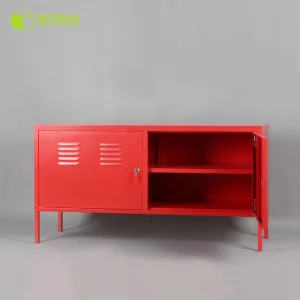 Modern Living Room Black Metal TV Stand Cabinet Console with Leg