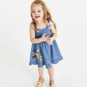 New Design 2024 Summer Girl Denim Slip Dresses Children Girl Clothes Boutique Braces Skirt