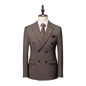 Men's High-End British Three-Piece Double-Breasted Wedding Suit Business Suits Worsted Fabric Pants for Banquets Formal Events