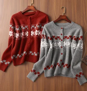 Plus Size Women's Fair Isle Knit Cardigan