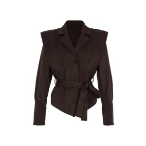 Wholesale Trendy Brown Faux Suede Blazer Jacket