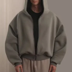 High Quality French Terry Oversized Grey Hoodie Blank Cotton Heavy Weight