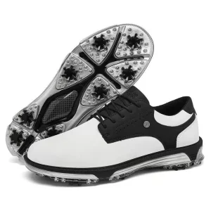 Professional Men's High-End Golf Shoes Trendy Leather Trainer Spikes Breathable Mesh Autumn Winter Walking Rubber Insole Summer