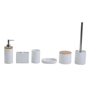 Wholesale Modern Minimalist White Ceramic & Wood - Trimmed Embossed Bathroom Accessory Set Factories, Company