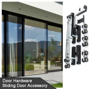 Luxury Black Slim Frame Linkage Sliding Door Hidden Track Interior Partition
