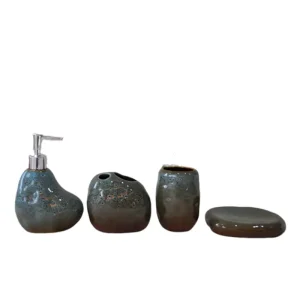 Wholesale Blue - Brown Gradient Stone - Like Textured Stoneware Bathroom 4 - Piece Set Manufacturer, Factories
