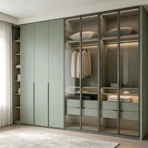 Hanging Rail 18mm Thickness Eco-Friendly Sustainable High-Gloss Bedroom Furniture Factory Modular Wardrobe