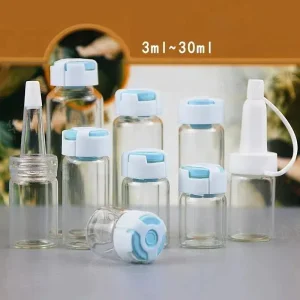 Empty Freeze-Dried Powder Glass Bottle 3/5/7/10/15/20/30ml Clear Glass Ampoule Bottles Serum Vials with Dispenser Tip Caps