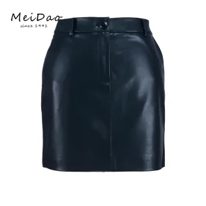 Petite Black Faux Leather Midi Skirt