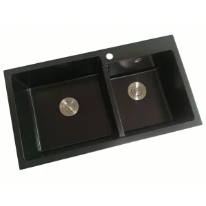 China Wholesale Quartz Stone Kitchen Sink Outdoor Farm Deep Double Bowl Wash Basin Apron Front Farmhouse Sink