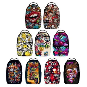 3d Printing Bookbag Personalized Recycled Polyester Graffiti Backpack Sports Travel School Bags with Laptop Pocket for Men Women