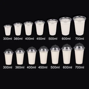 Personalized 95mm 360ml 500ml 600ml 12oz 16oz 24oz Disposable Clear PLA PET PP Plastic Cup With Lid