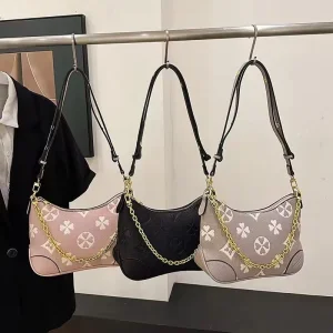 Luxury Designer Women's Genuine Leather Crossbody Shoulder Bag Handmade Wallet Purse with Chain Stylish Underarm Tote Bag Ladies