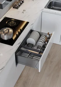 Kitchen Storage System Pull out Drawer Dishes Organizer