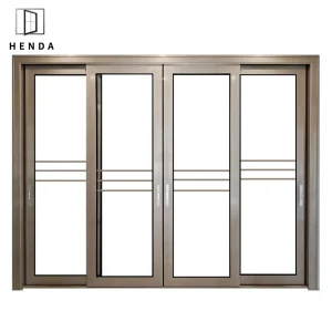 Anti Theft Aluminium Grill Double Front Doors Multi Track with Modern Fire Rated Glazed Aluminum Door Sliding Door